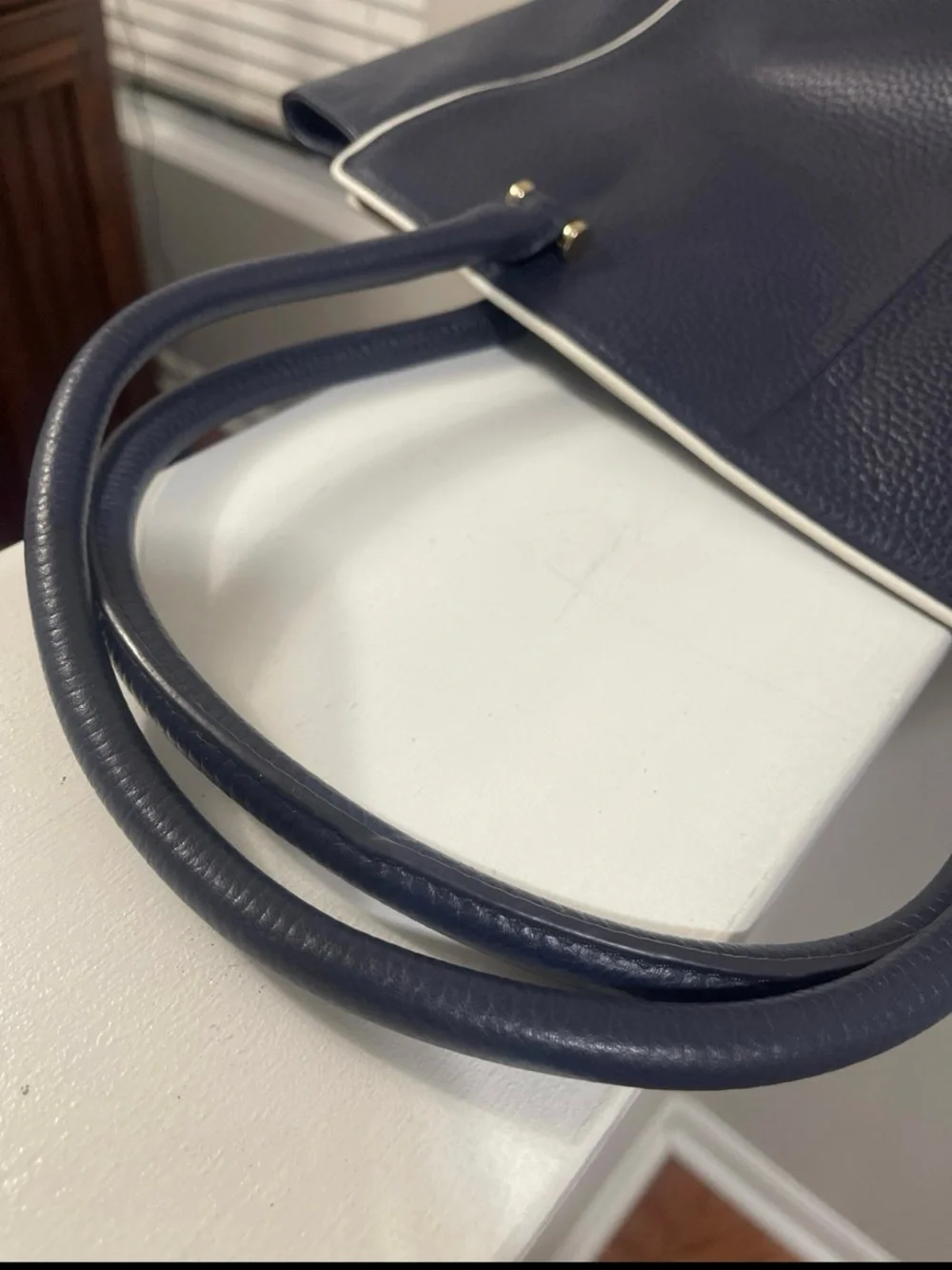 Kate Spade NY Pebbled Leather Chester Street Allyn Navy Satchel handbag tote